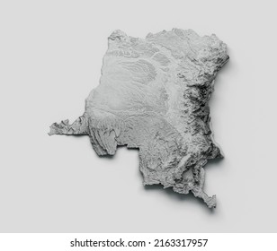 Congo Map Congo Flag Shaded relief Color Height map on white Background 3d illustration