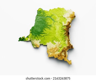 Congo Map Shaded relief Color Height Congo Basin map on the sea Blue Background 3d illustration