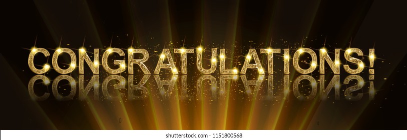 Congrats Congratulations Gold Banner Win Birthday Stock Illustration ...