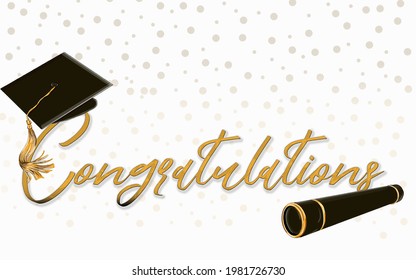 Congratulation Graduates Illustration Word Congratulations Gold Stock 