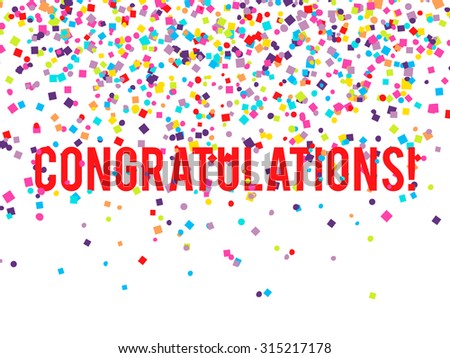 Congratulations background with falling confetti