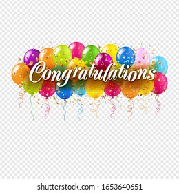 Congratulations Card And Colorful Balloons transparent Background - Powered by Shutterstock