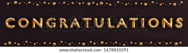 Congratulations Gold Balloon On Black Background Stock Illustration ...