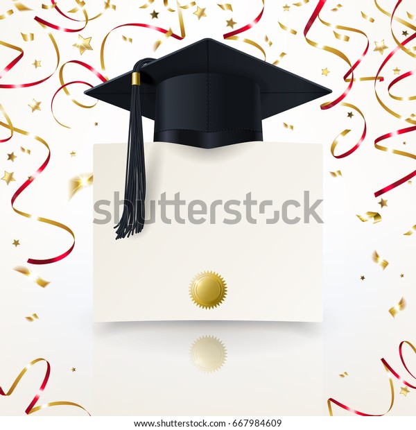 Congratulatory Background On Graduation Graduate Cap Stock Illustration ...