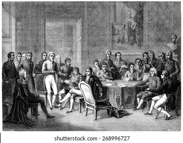 Congress Of Vienna, Vintage Engraved Illustration. History Of France  1885.