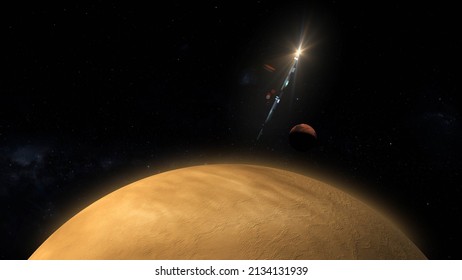 Conjunction Of Venus And Mars 3d Rendering Illustration