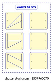 Connect the dots. An educational game for practicing motor skills of children.  Worksheets for preschool and kindergarten kids.