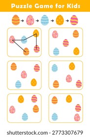 Connect eggs according to the example provided. Pre-Writing Worksheet for Toddlers. Puzzle Game for Children. Preschool Worksheet Activity for Kids. Educational Game.