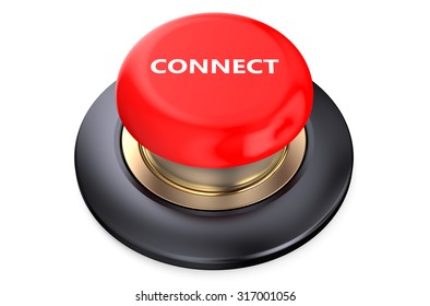 Connect red pushbutton isolated on white background