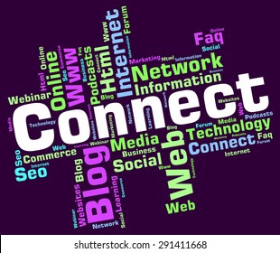 Connect Word Indicating Lan Network And Technology 
