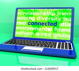 Connected Definition Internet Connection Virtual Telecommunication Shows Cyberspace Access And Smart Cyber Interconnection To Connect To Data Or For Ecommerce