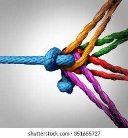 Connected Group Concept As Many Different Ropes Tied And Linked Together As An Unbreakable Chain As A Community Trust And Faith Metaphor.