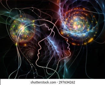 Connected Minds Series Backdrop Human Profiles Stock Illustration ...