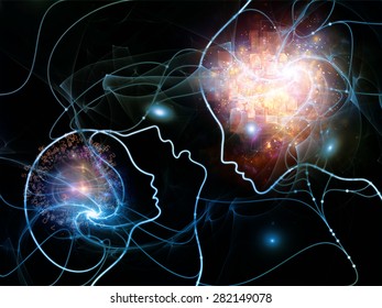 Connected Minds Series Composition Human Profiles Stock Illustration ...