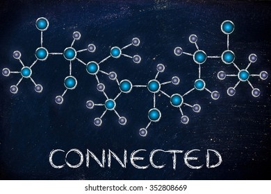 connected: technology and internet inspired abstract glowing network illustration