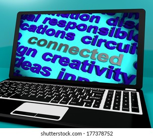 Connected Word Internet Connection Virtual Telecommunication Shows Cyberspace Access And Smart Cyber Interconnection To Connect To Data Or For Ecommerce