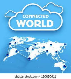 Connected world concept over communication earth map
