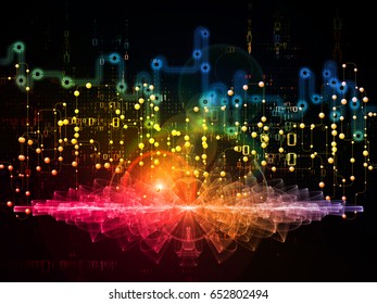 Connected World series. Backdrop composed of network diagrams , hi-tech symbols and fractal patterns  and suitable for use in the projects on modern technology, education and computer communications