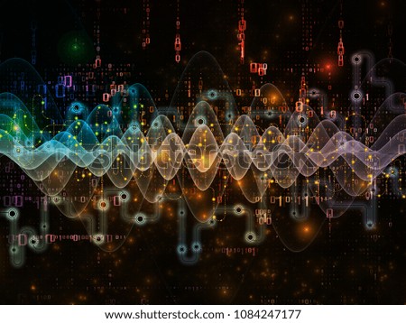 Connected World series. Composition of network diagrams , hi-tech symbols and fractal patterns  suitable as a backdrop for the projects on modern technology, education and computer communications