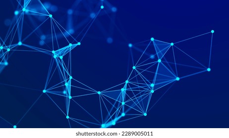 Connecting colored lines and dots in space. Abstract digital background.Data network connections.3d.