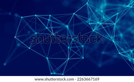 Connecting colored lines and dots in space. Abstract digital background.Data network connections.3d.