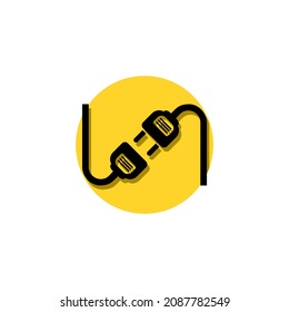 Connecting plug and electrical extension cable illustration icon