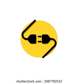 Connecting plug and electrical extension cable illustration icon