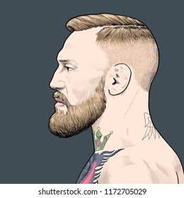 Conor Anthony McGregor. Irish professional mixed martial artist and boxer. Moscow. September, 05, 2018