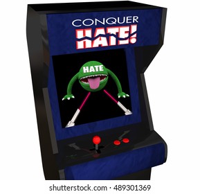 Conquer Hate Beat Defeat Hatred Love Peace Video Game 3d Illustration