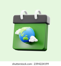 conservation save earth and reduce pollution fresh air movement event calendar 3d icon illustration render design