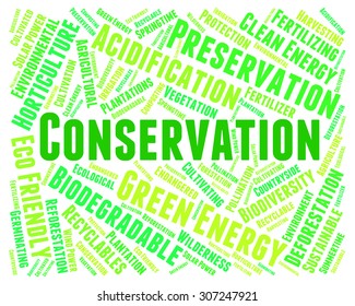 Conservation Word Representing Earth Friendly And Conserving