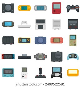 Console icons set. Flat set of console  icons for web design