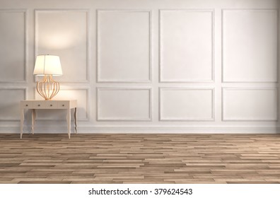 Console Table In A Classic Living Room Interior. 3D Illustration