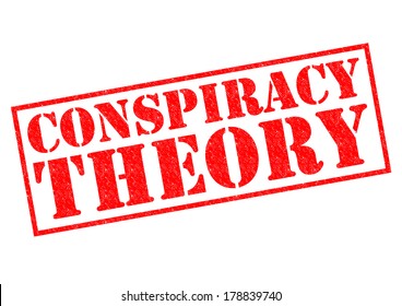 CONSPIRACY THEORY Red Rubber Stamp Over A White Background.