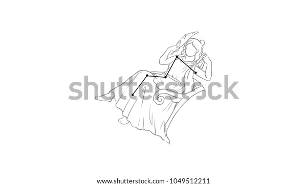 Constellation Drawing Cassiopeia Stock Illustration 1049512211
