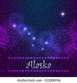 Constellation The Great Bear And Polaris. Symbol Of Alaska. Raster Version