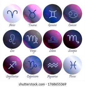 Constellations Horoscope Symbols Zodiac Signs On Stock Illustration ...