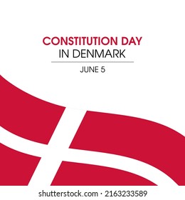 Constitution Day In Denmark Illustration. Abstract Flag Of Denmark Illustration. Waving Danish Flag Icon Isolated On A White Background. Constitution Day June 5. Important Day