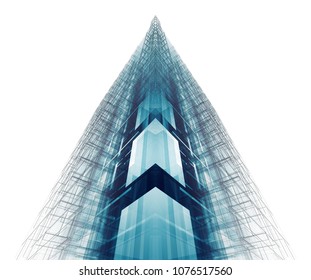 Construction architecture background. White isolated. 3d rendering