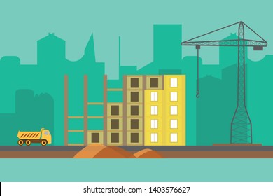 Construction Background Building Process Web Banner Stock Illustration ...