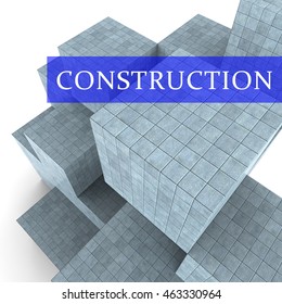 Construction Blocks Indicating Building Built And Property 3d Rendering