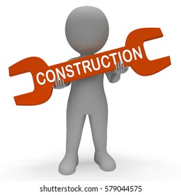 Construction Character with Spanner Means Real Estate Building 3d Illustration