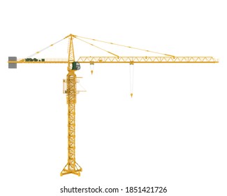 Construction crane isolated on white background. 3d rendering - illustration