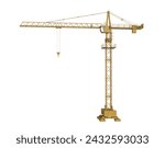 Construction Crane isolated or yellow tower crane isolated on white . 3d illustration