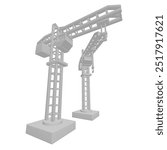 Construction crane tower. Building industrial concept. 3d render illustration.