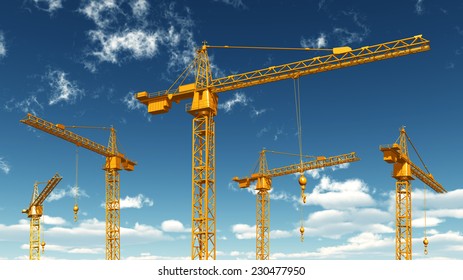 Construction Cranes Computer generated 3D illustration