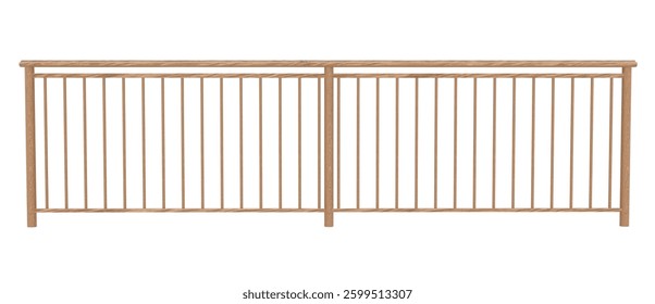 Construction and Design Railing: 3D model with detailed, symmetrical balusters in warm wood tones.