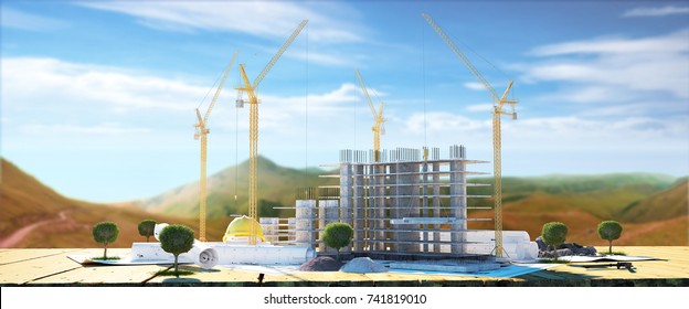 Construction Layout 3d Render