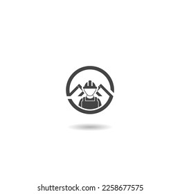 Construction logo template with shadow