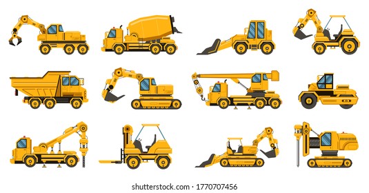 Big Set Construction Equipment Special Machines Stock Vector (Royalty ...